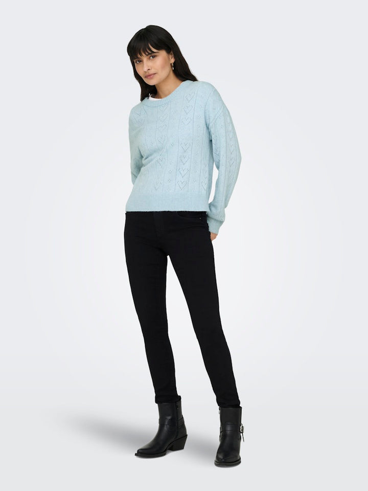 Onlisa Life Ls Struct Boxy Oneck Cc Knt - Lichtblauw