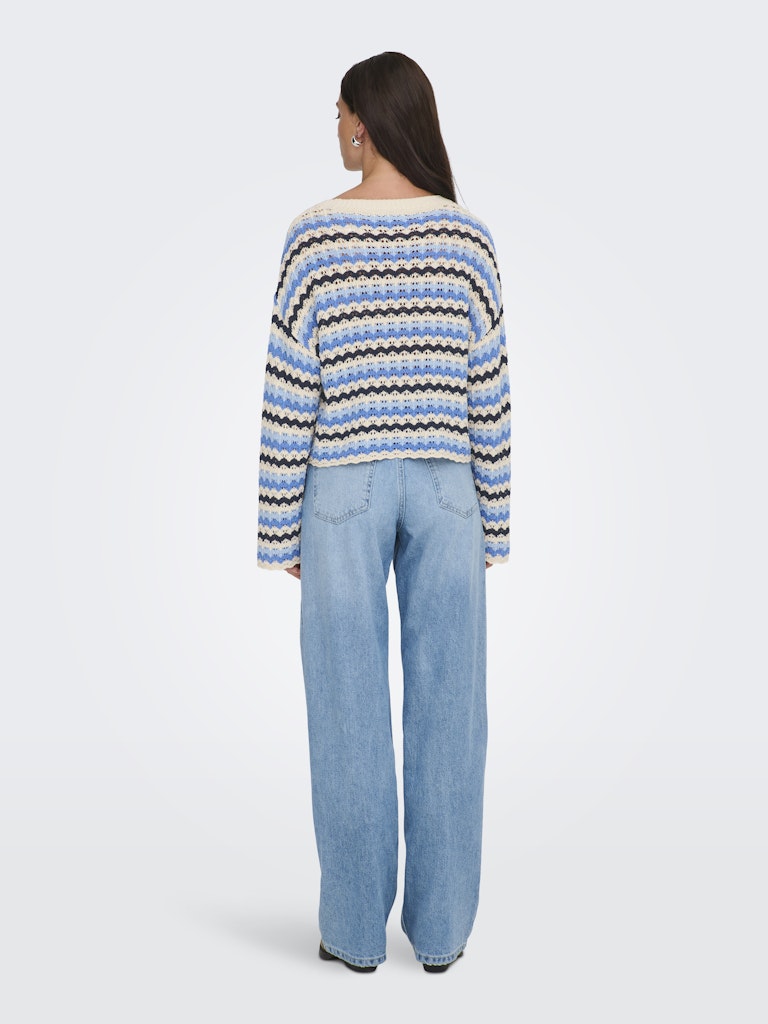 Onlasa Ls O-neck Knt Nca - Blauw Dessin
