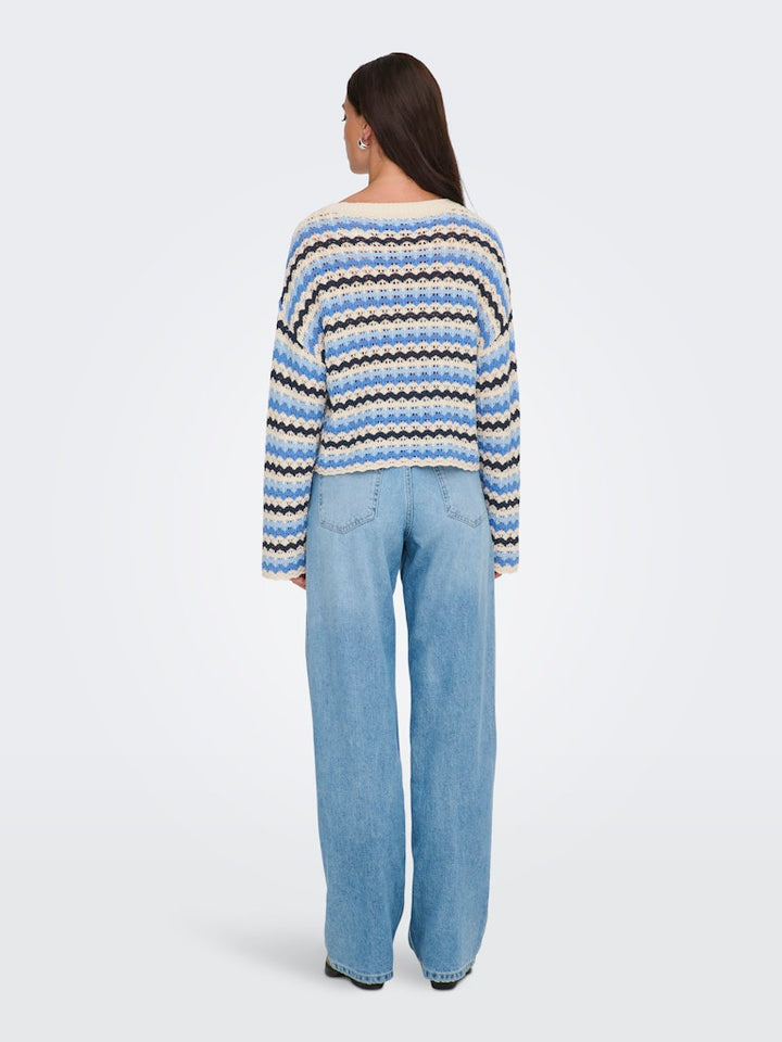 Onlasa Ls O-neck Knt Nca - Blauw Dessin