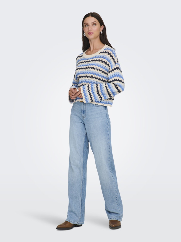 Onlasa Ls O-neck Knt Nca - Blauw Dessin