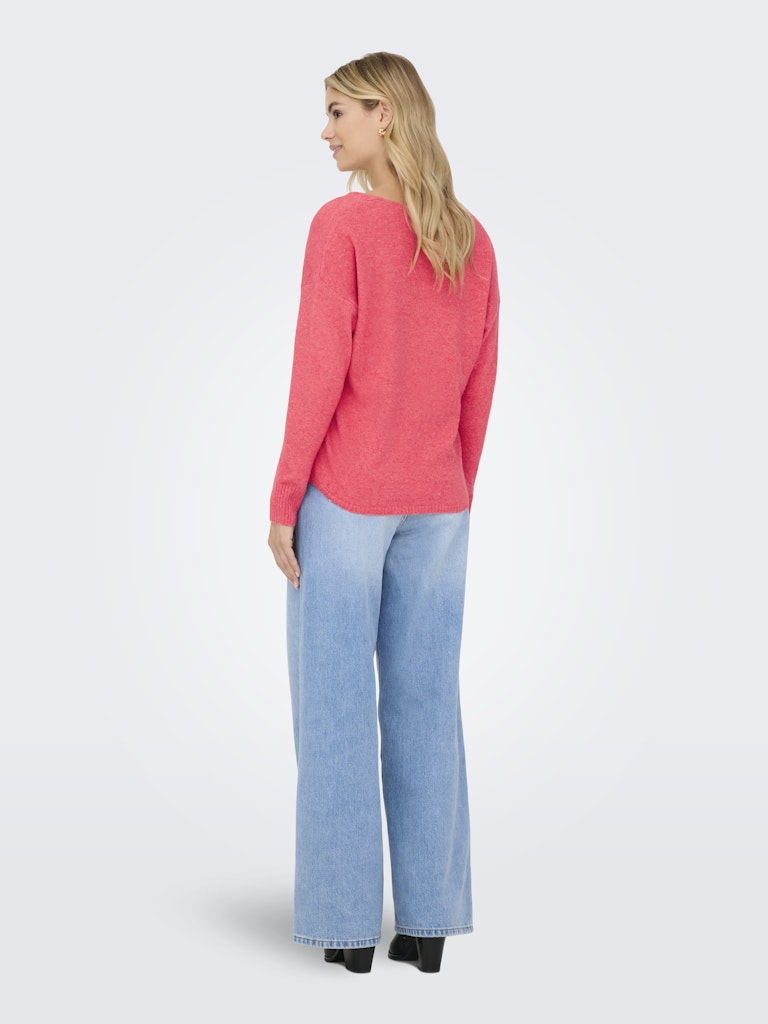 Onlrica L/s V-neck Pullo Knt Noos - Koraal Rood