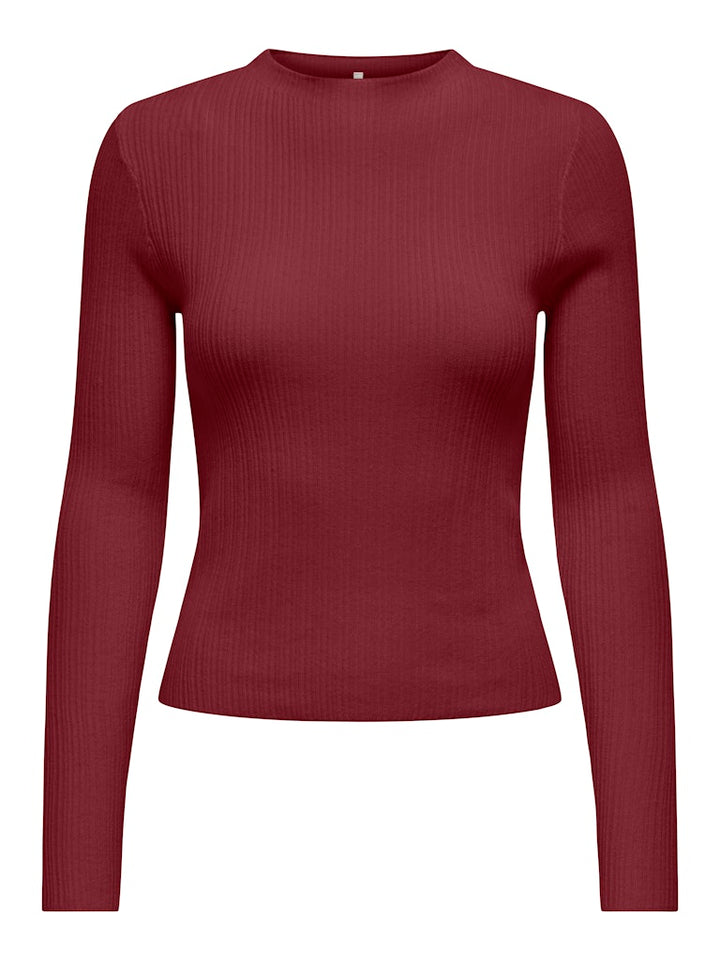 Onlcoco Life Ls Rib Mock Neck Cc Knt - Wijnrood