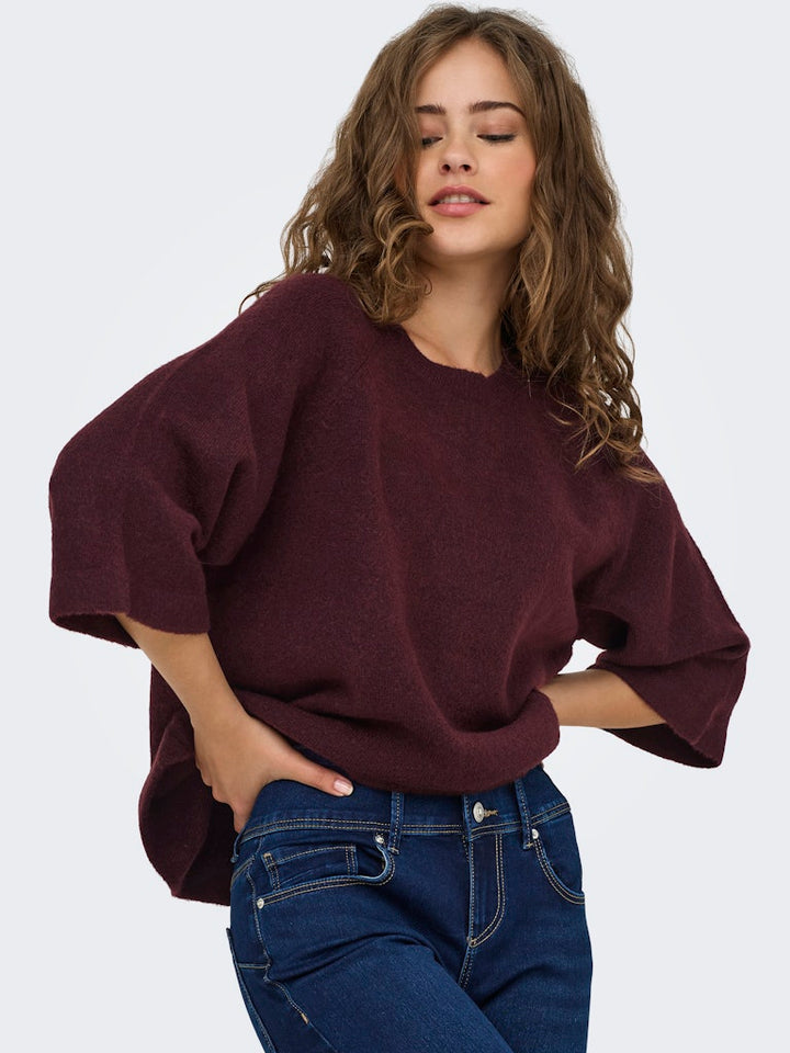 Onlsimoni 3/4 Pullover Knt Noos - Steenrood