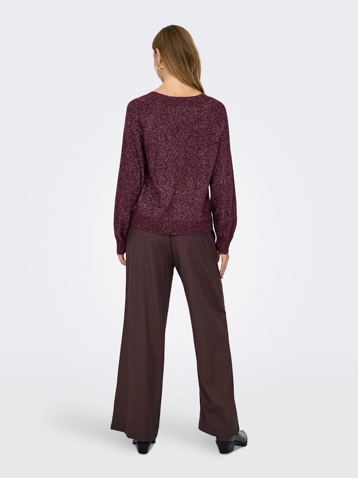 Jdyaspen Life Ls V-neck Pullover Knt - Bordeaux
