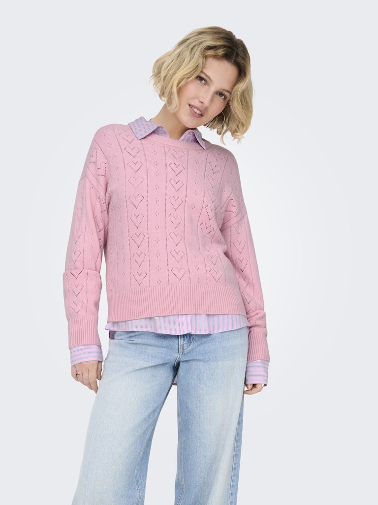Onlisa Life Ls Struct Boxy Oneck Cc Knt - Roze