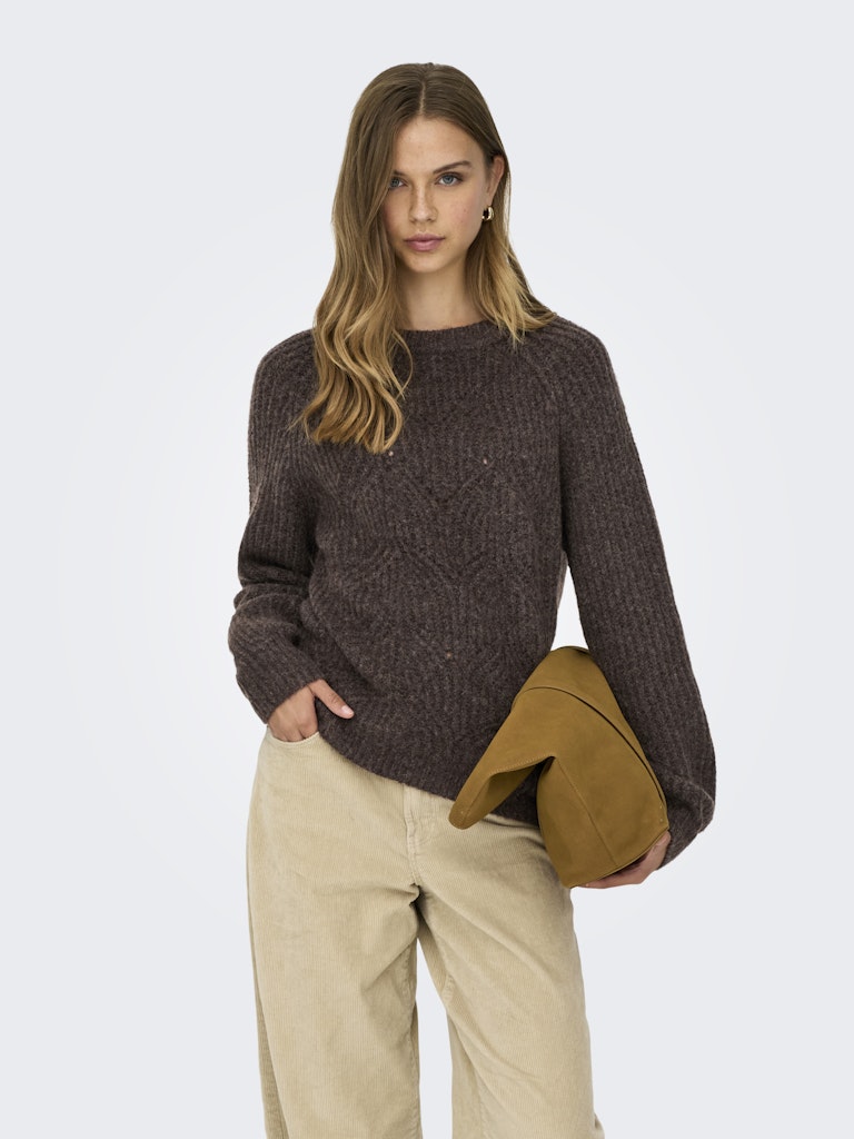 Onlgila Life Ls Structure O-neck Bf Knt - Bruin