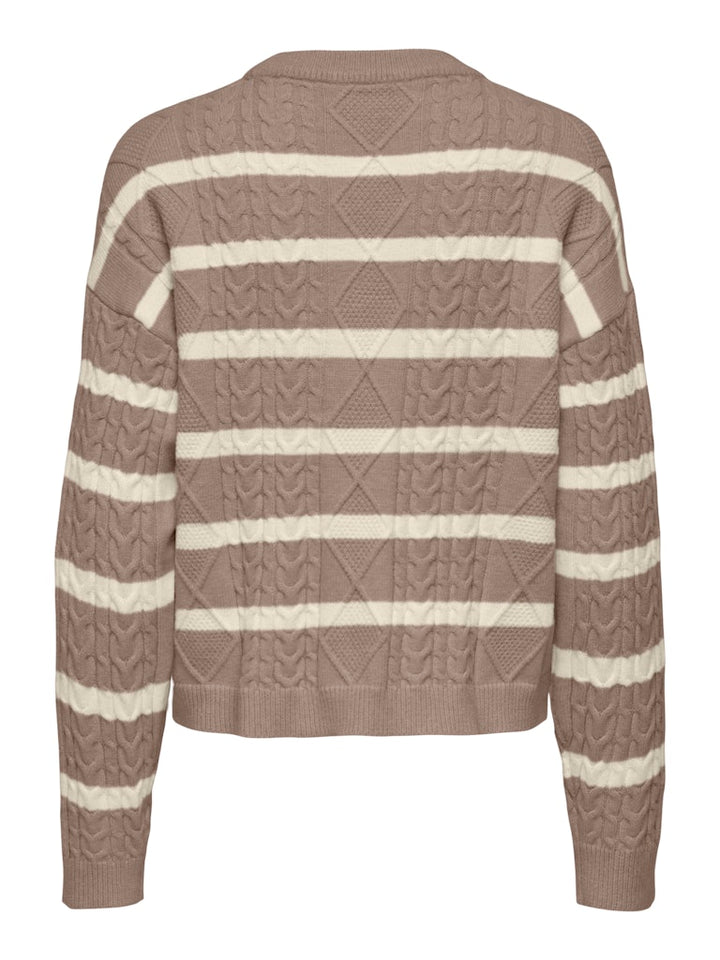 Onlkatia Ls Cable O-neck Pullover Cc Knt - Bruin Dessin