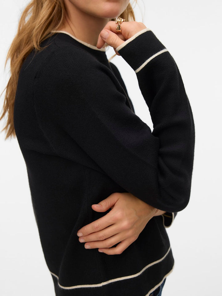 Vmgold Ls O-neck Double Contrast Pull - Zwart