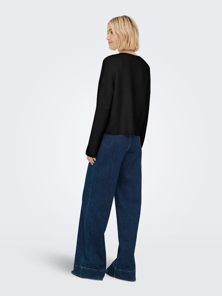 Onlkatia Ls Structure O-neck Cc Knt - Zwart