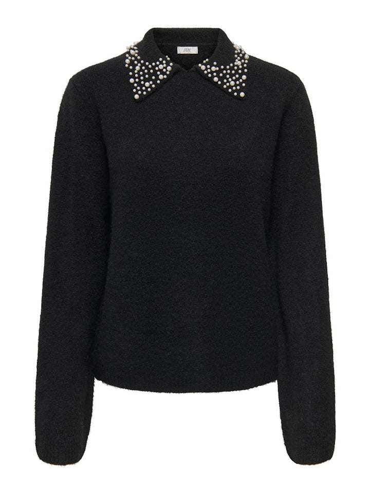 Jdyaubray Life L/s Pearl Collar Pull Knt - Zwart