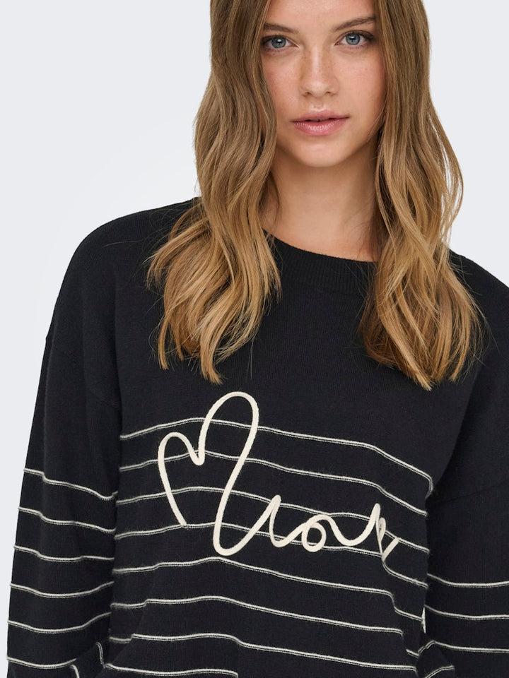 Onlsigne Life Ls Text Detai Oneck Cc Knt - Zwart Dessin