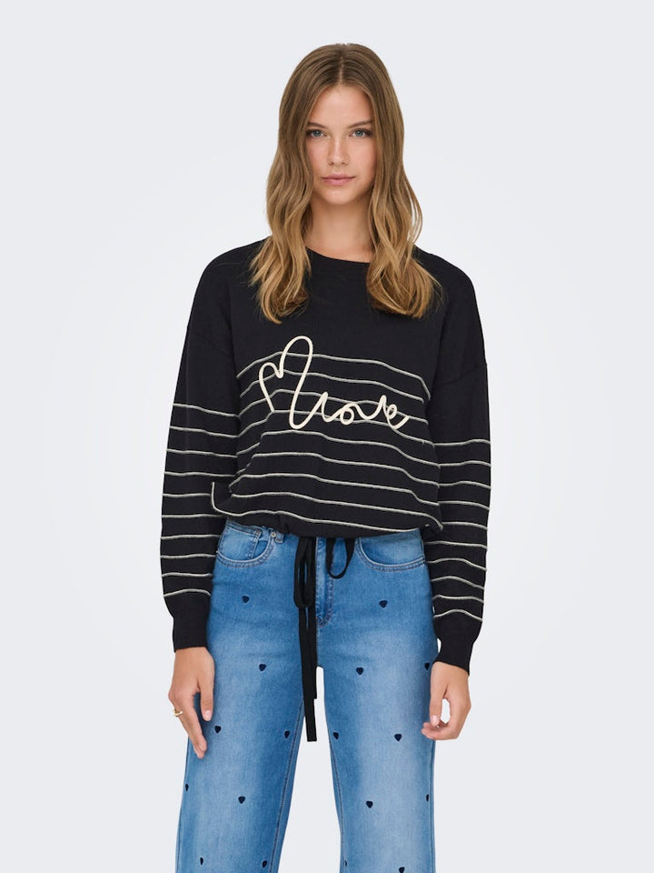 Onlsigne Life Ls Text Detai Oneck Cc Knt - Zwart Dessin