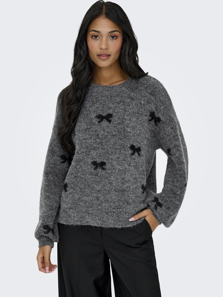 Onlbrunhilda Life Ls Bow O-neck Knt - Grijs Dessin