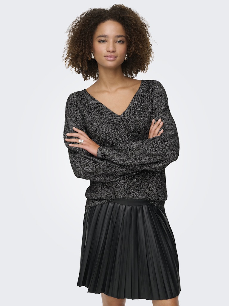 Jdyaspen Life Ls V-neck Pullover Knt - Zwart Dessin