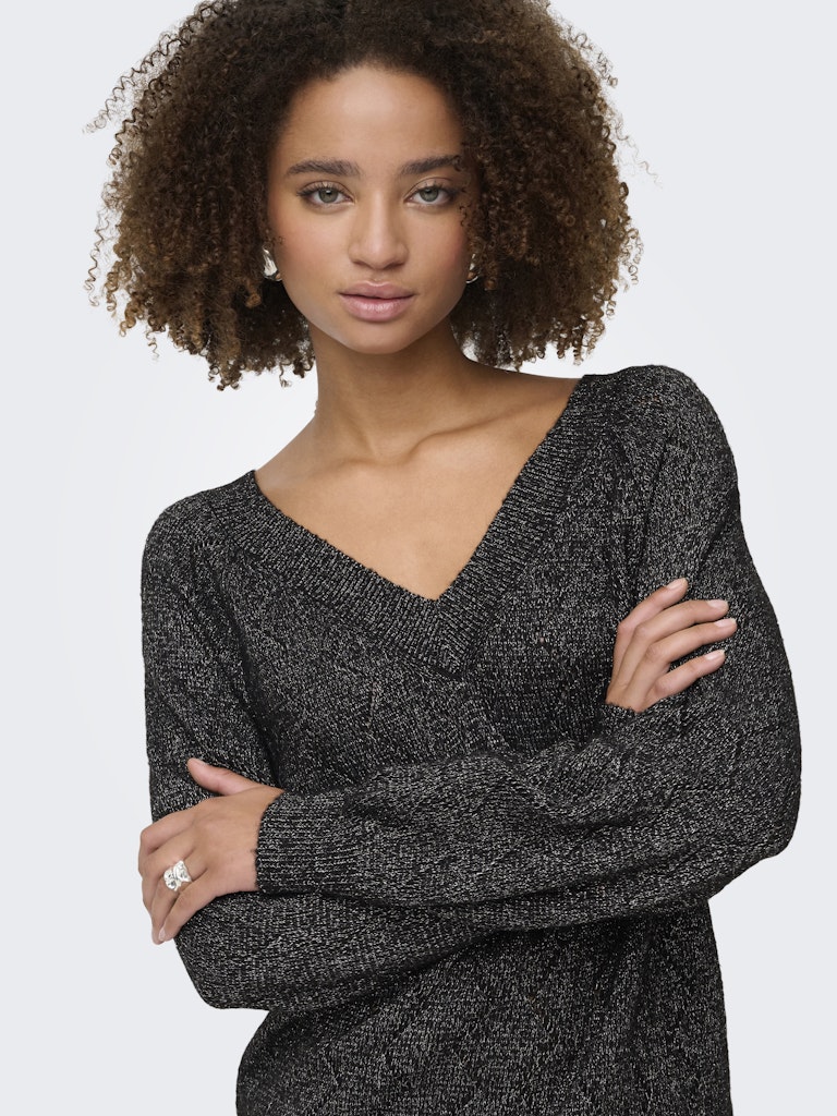 Jdyaspen Life Ls V-neck Pullover Knt - Zwart Dessin
