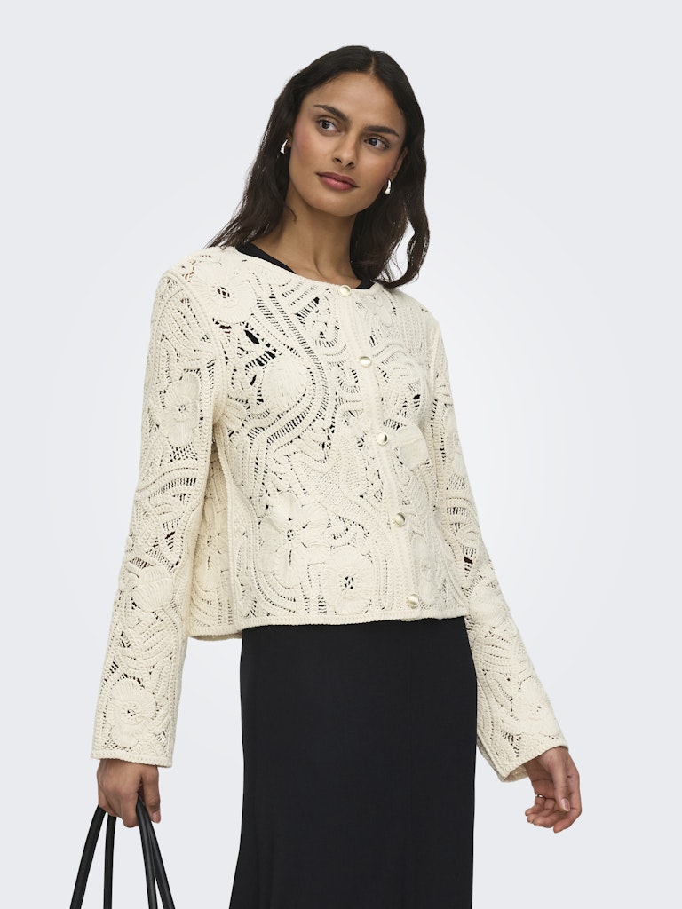 Jdyzanka L/s Crochet Cardigan Jrs - Ecru