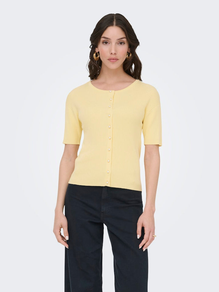 Jdygaby 2/4 O-neck Pearl Cardigan Knt - Geel