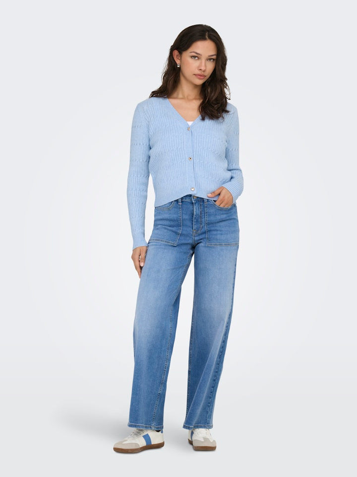 Onlkatia Ls Vneck Cardi Knt Noos - Lichtblauw