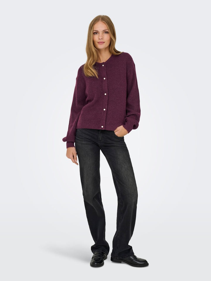 Jdylumi L/s Button Cardiga Knt Noos - Bordeaux