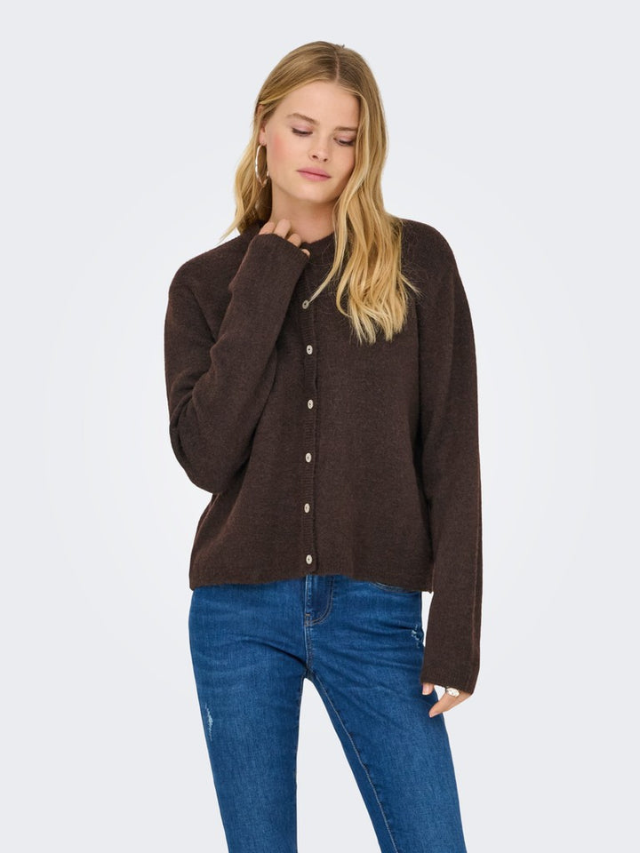 Onlsimoni Ls O-neck Cardigan Knt - Bruin