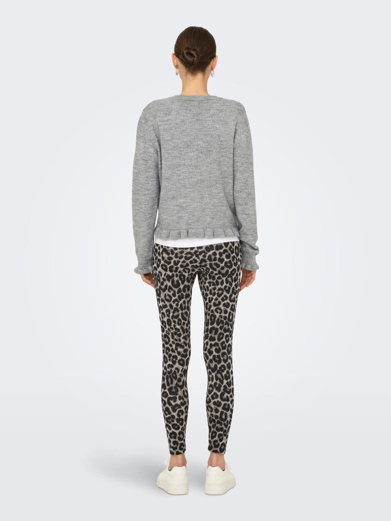Jdyletty L/s On Frill Cardigan Knt Noos - Lichtgrijs