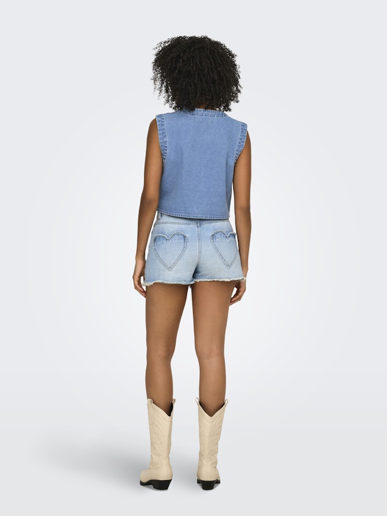 Onlnoella Emb Dnm Waistcoat Siji - Blue Denim
