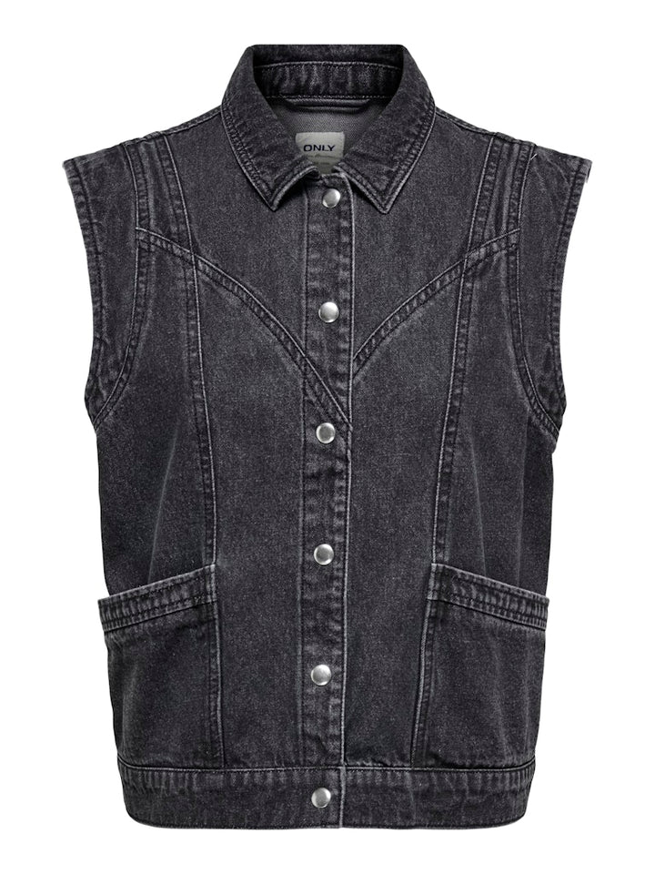 Onlkennedy Sl Dnm Waistcoat Bj Noos - Black Denim