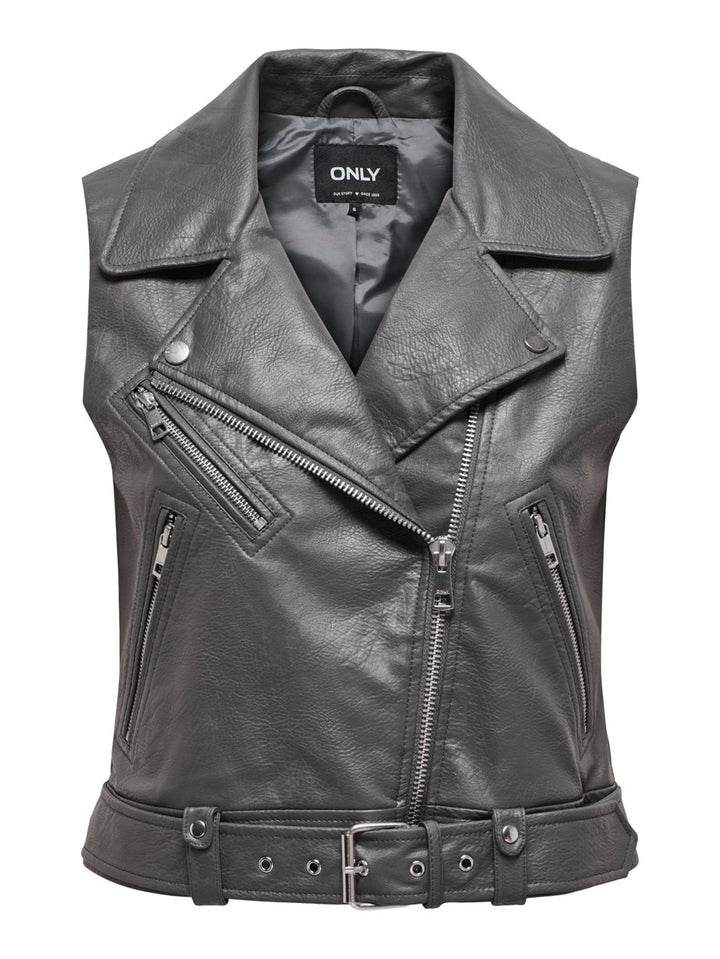 Onlvera Faux Leather Waistcoat Otw - Antraciet