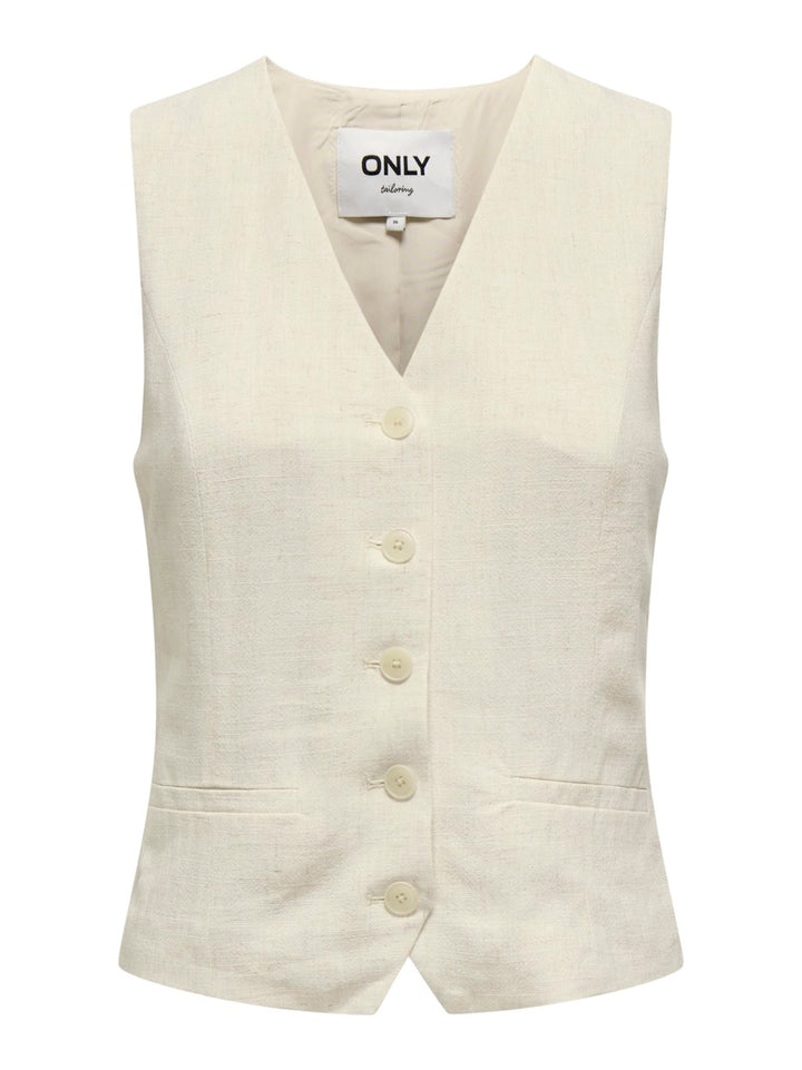 Onliris-siesta S/l Linen Bl Vest Tl - Beige