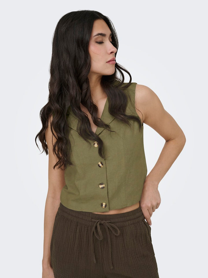 Jdymilan Linen S/l Waistcoat Tlr - Groen