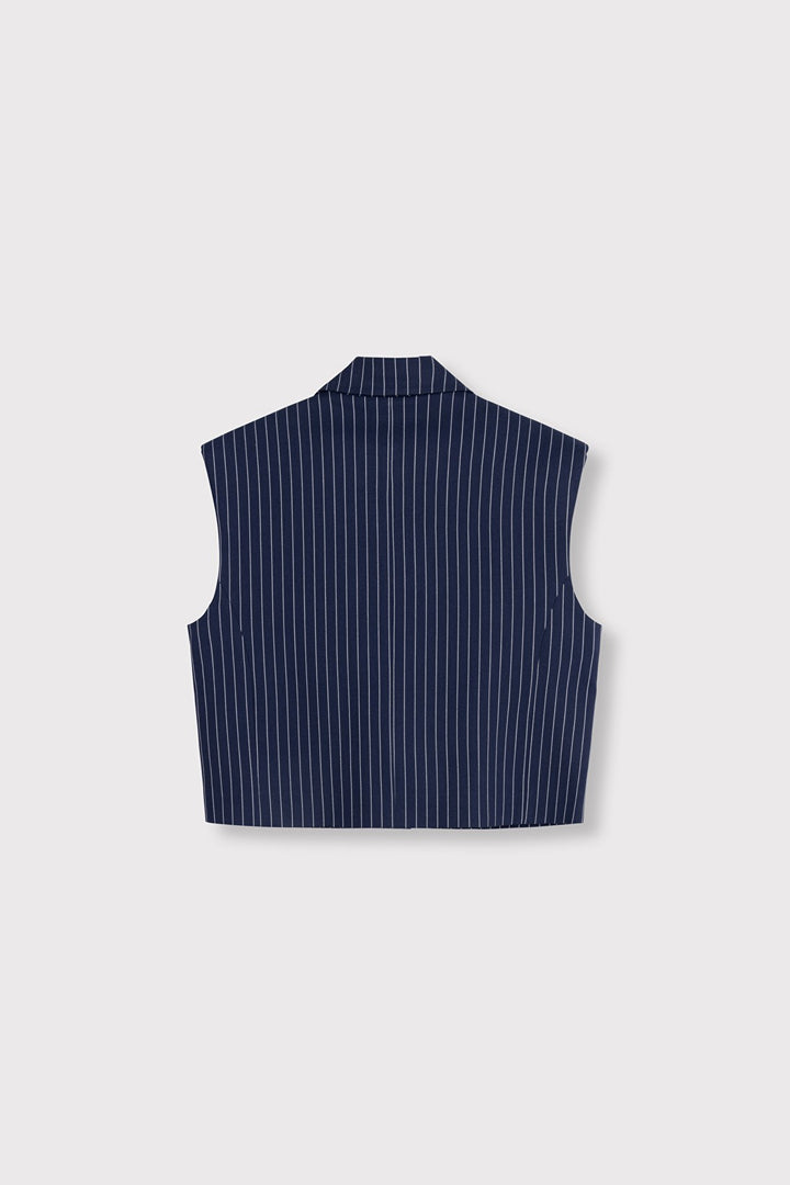 Striped Wasted Coat - Blauw Dessin