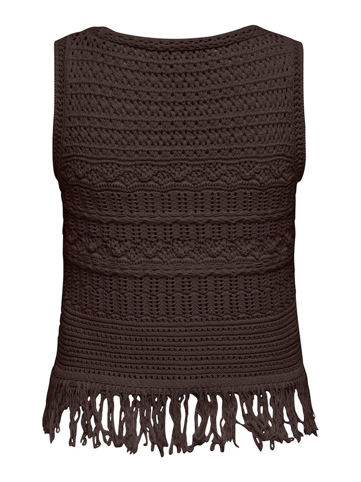 Onlalix Life Sl Fringe Waistcoat Knt - Bruin