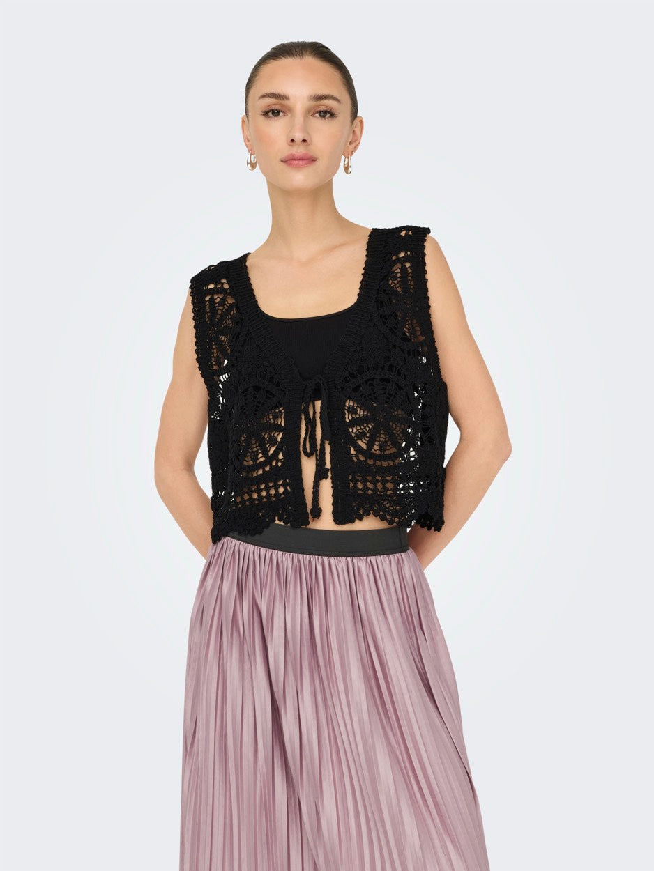 Jdyvic Sl V-neck Tie Vest - Zwart