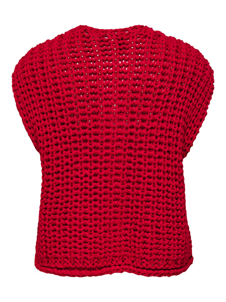 Onlchloe Ss Rib Button Vest Knt - Rood