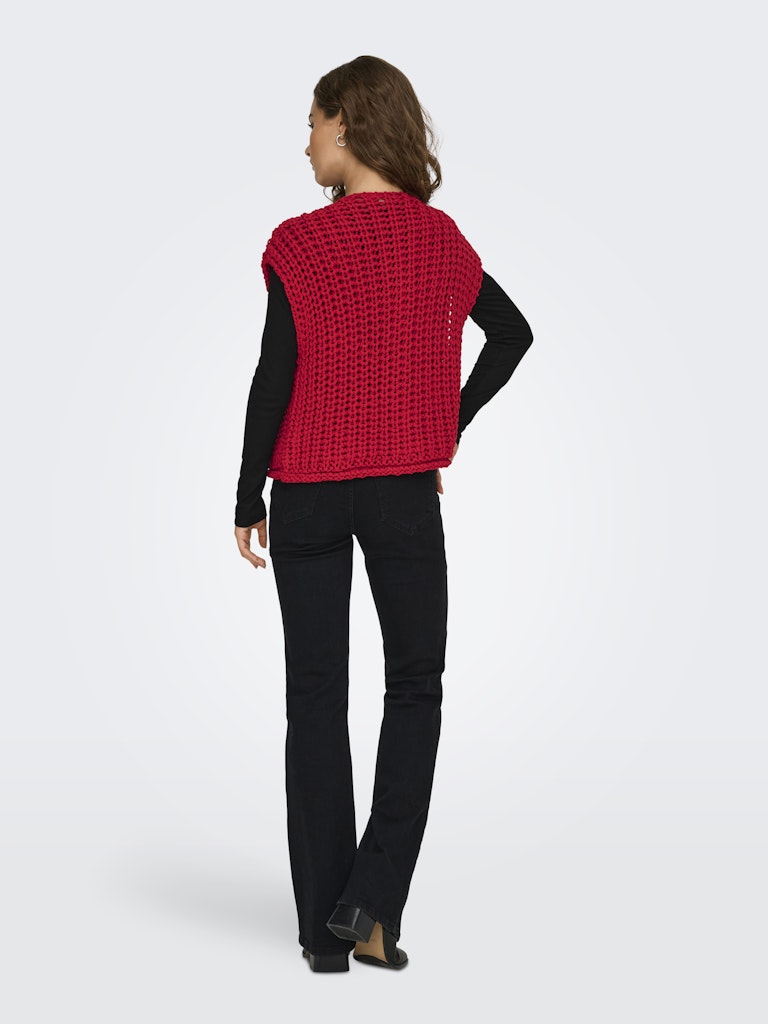 Onlchloe Ss Rib Button Vest Knt - Rood