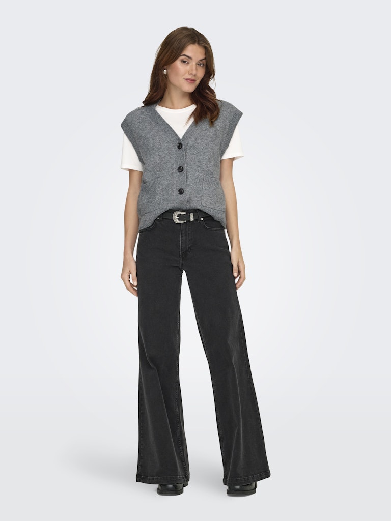 Jdysuper Life S/l V-neck Vest Knt - Grijs Melee