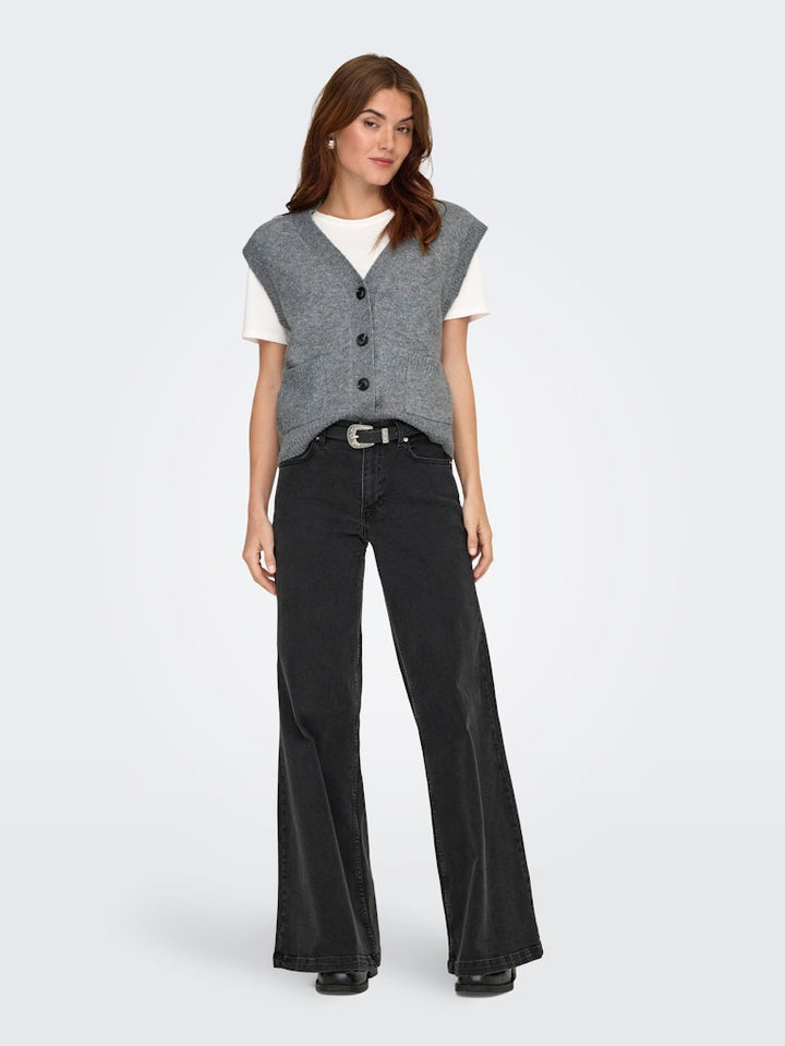 Jdysuper Life S/l V-neck Vest Knt - Grijs Melee