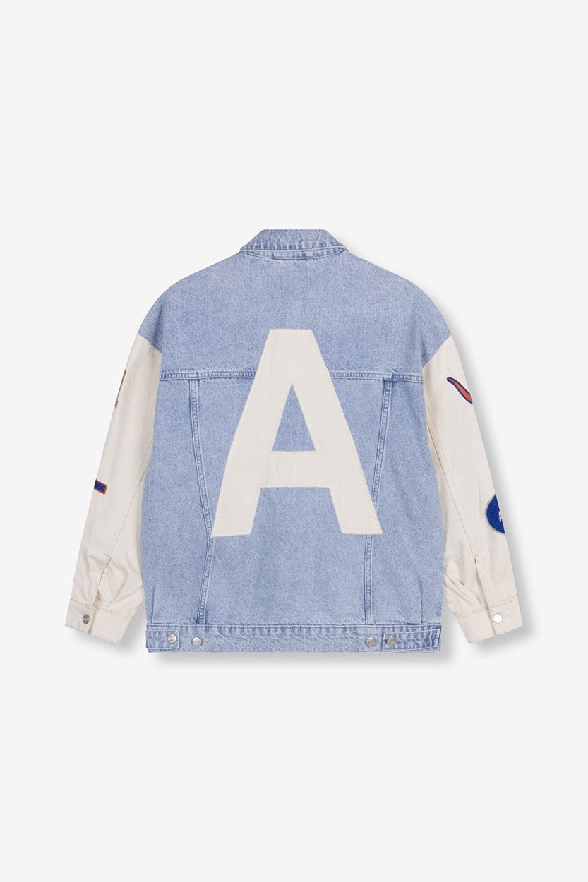 Mix Sleeve Denim Jacket - Blue Denim