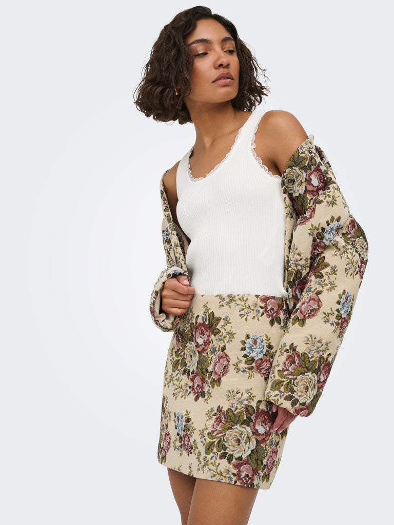 Jdyflola L/s Jacquard Jacket Wvn - Zand Dessin