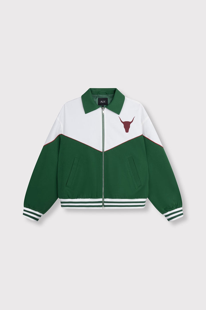 Color Blocking Bomber - Groen Dessin