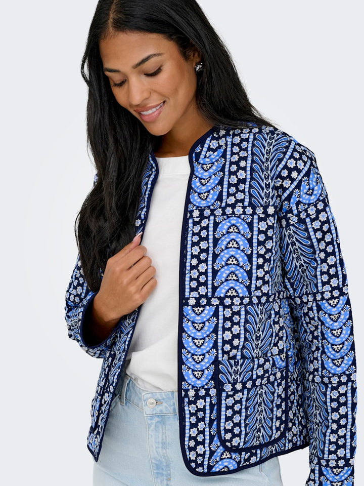Jdymason L/s Quilted Shacket Wvn - Navy