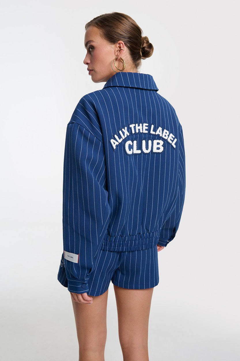 Clean Striped Bomber - Blauw Dessin