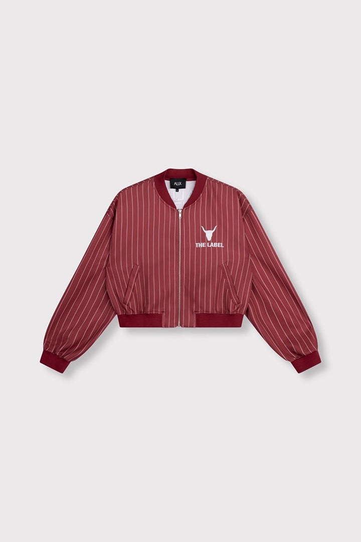 Pinstripe Cropped Training Jacket - Rood Dessin