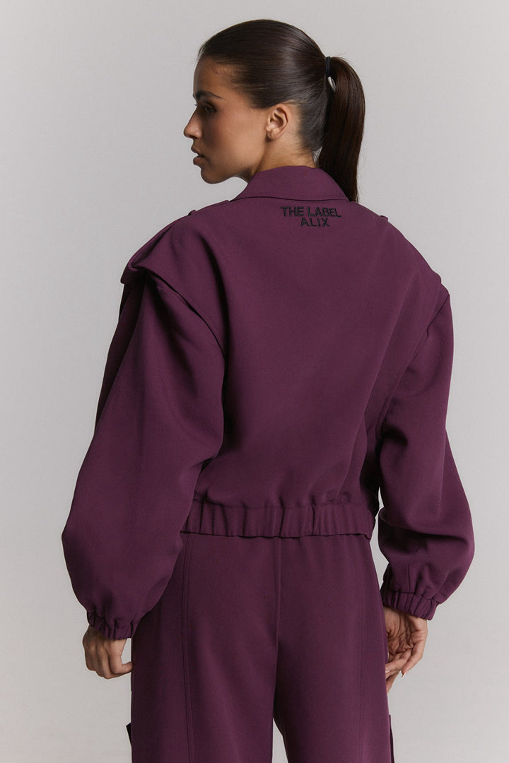 Woven Pocket Jacket - Aubergine