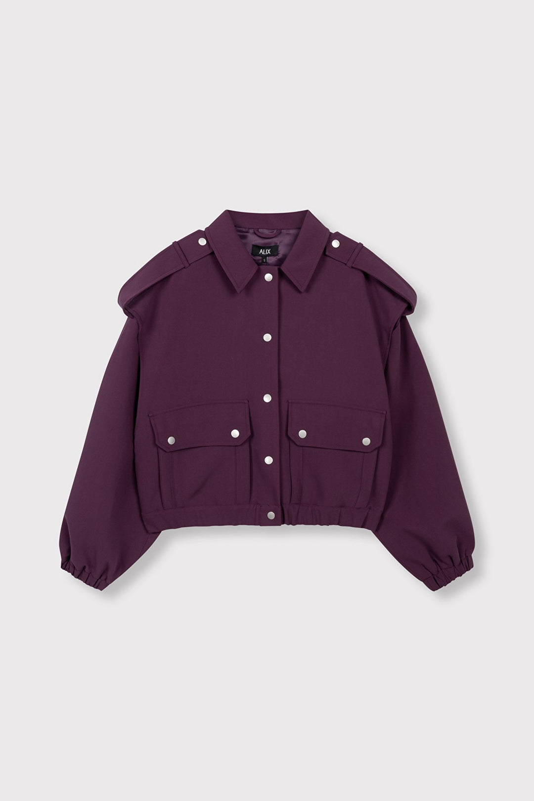 Woven Pocket Jacket - Aubergine