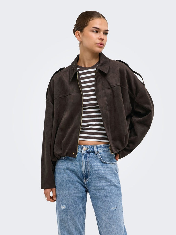 Onlmoon Stina Faux Suede Bomber Pnt Noos - Bruin