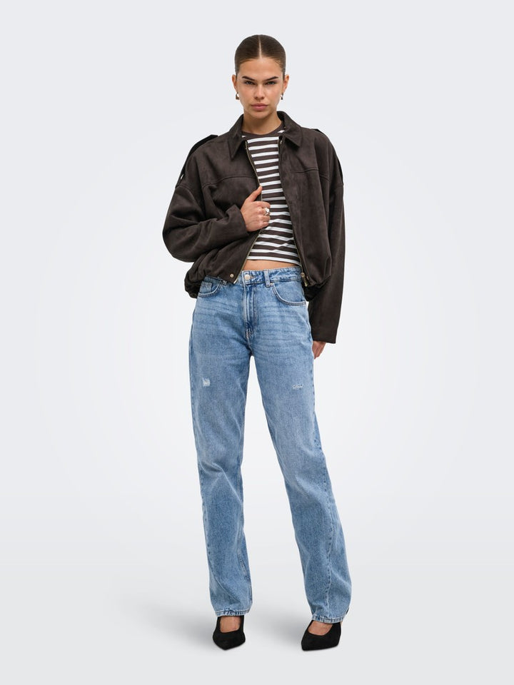 Onlmoon Stina Faux Suede Bomber Pnt Noos - Bruin