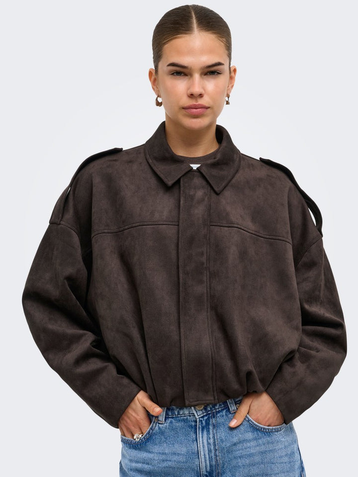 Onlmoon Stina Faux Suede Bomber Pnt Noos - Bruin