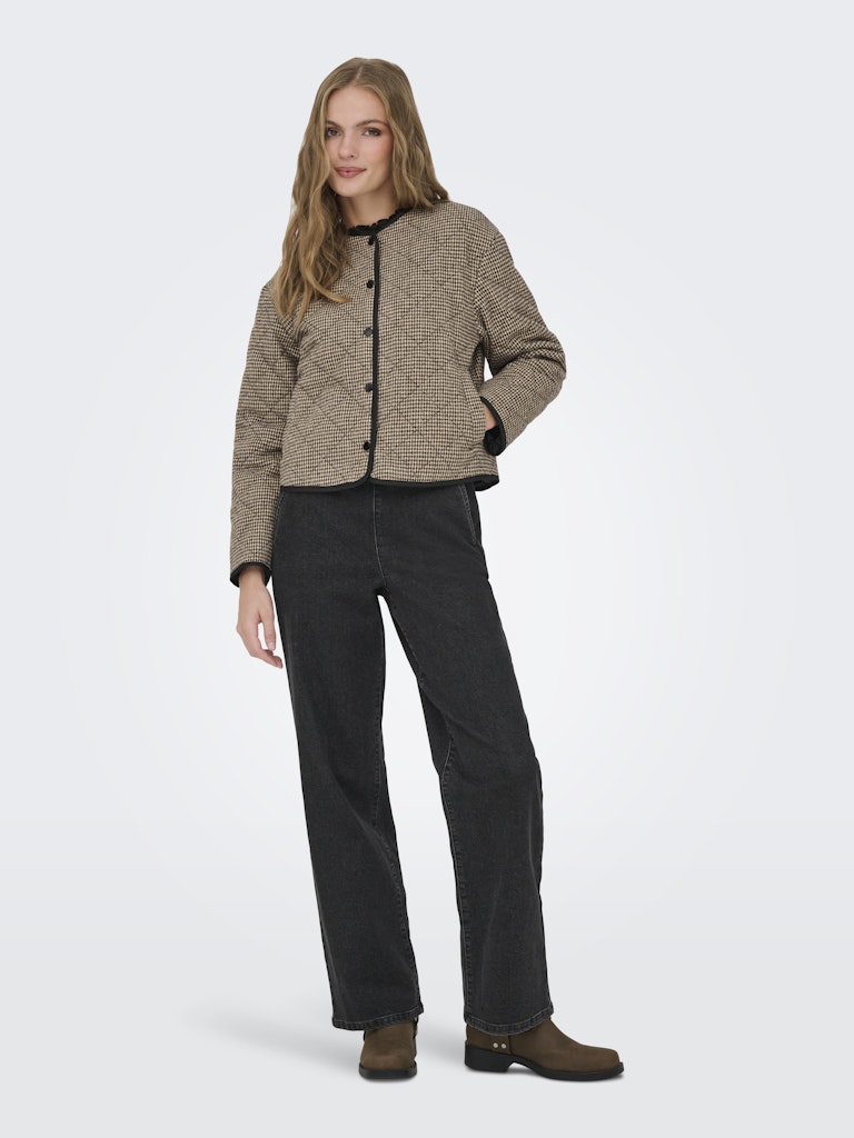 Jdyemery L/s Quilted Shacket Wvn - Bruin Dessin