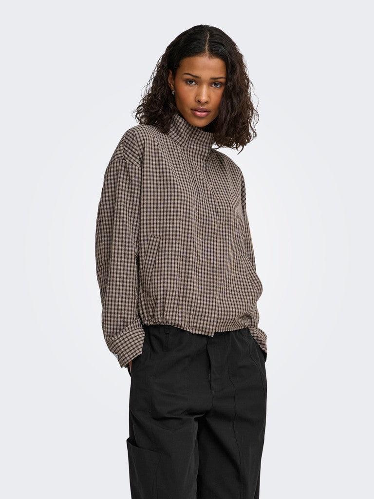 Jdyumi L/s Check Jacket Wvn Exp - Bruin Dessin